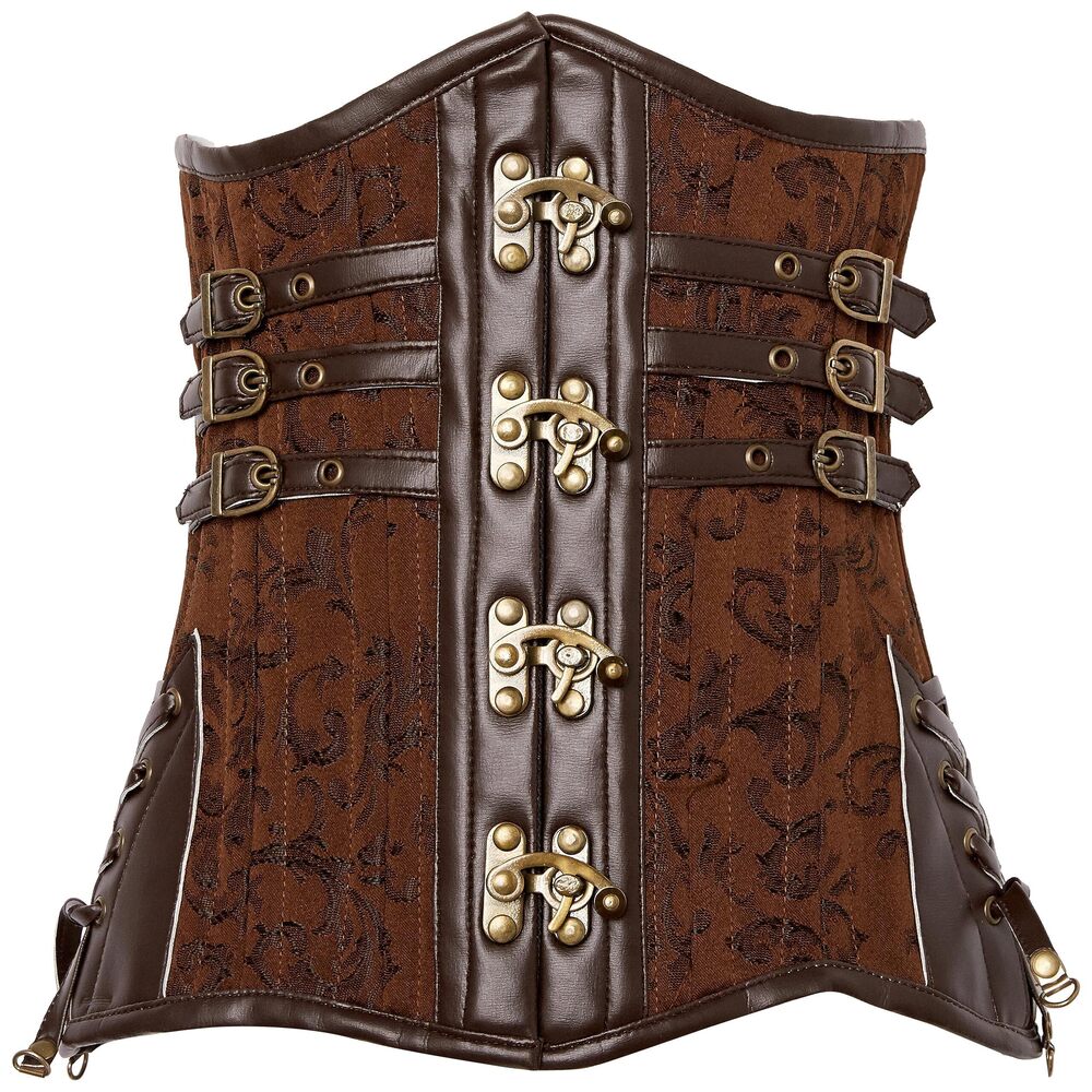 3537 Top Drawer CURVY Brown Steampunk Steel Double Boned Under Bust Corset